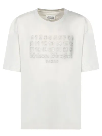 Maison Margiela White Crew Neck T-shirt With Tonal Numeric Detail