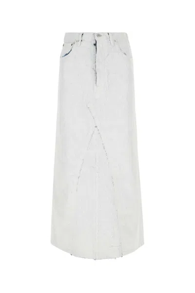 Maison Margiela White Denim Skirt In 967