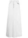 Maison Margiela Coated Denim Long Skirt In White