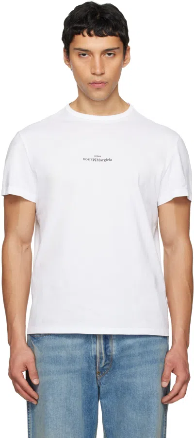 Maison Margiela Minimalist Short-sleeve T-shirt With Subtle Logo Detail In White