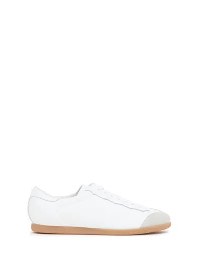 Maison Margiela White Featherlight Sneakers In Calfskin And Suede