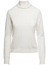 Maison Margiela White High Neck Sweater With Contrasting Stitching In Wool Woman In White