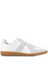 Maison Margiela Off White Leather And Grey Suede Replica Sneakers In White