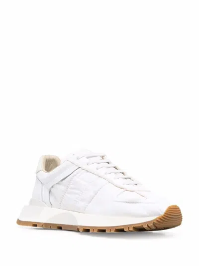 Maison Margiela White Lather And Canvas Sneakers