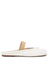 Maison Margiela Tabi Frayed Split-toe Leather Ballet Flats In White