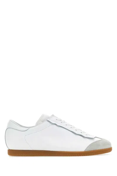 Maison Margiela White Leather Featherlight Sneakers In T1003