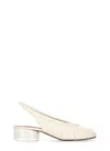 Maison Margiela Pearly Leather Tabi Slingback With Ankle Belt In White