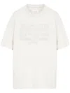 Maison Margiela Cream Cotton T-shirt With Embossed Logo In White