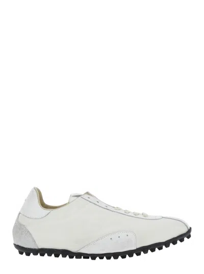 Maison Margiela White Low Top Sneakers With Logo Patch On The Tongue And Contrasting Heel In Cotton Blend Woman