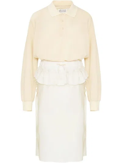 Maison Margiela Cotton And Linen Blend Midi Dress In Neutral