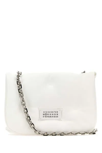 Maison Margiela White Nappa Leather Small Glam Slam Flap Crossbody Bag
