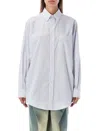 Maison Margiela White And Light Blue Cotton Shirt In Multicolor