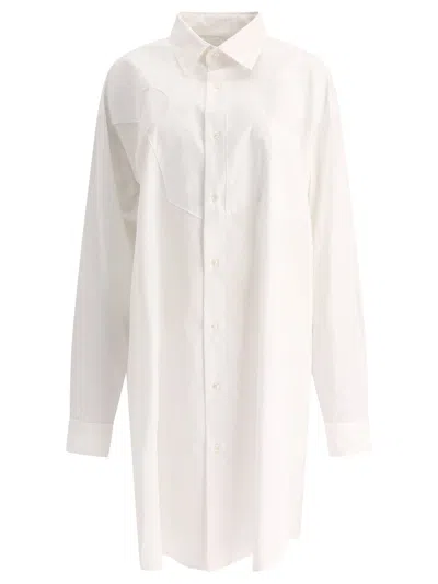 MAISON MARGIELA WHITE OVERSIZED SHIRT DRESS WITH HAND-STITCHED DETAILS FOR WOMEN