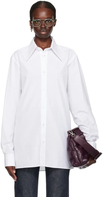 Maison Margiela White Pointed Collar Shirt In 100 White