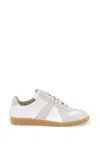 Maison Margiela Off White Leather And Grey Suede Replica Sneakers In White