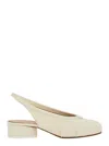 Maison Margiela White Slingback Ballet Shoes With Tabi Toe And Low Block Heel In Leather Woman