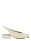Maison Margiela White Slingback Ballet Shoes With Tabi Toe And Low Block Heel In Leather Woman