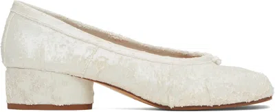 Maison Margiela White Tabi New Ballerina Heels In Ha740 White Pearly
