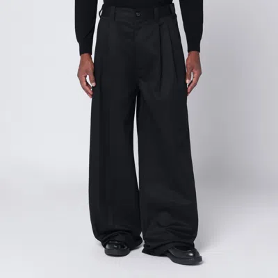 Maison Margiela Wide Black Pants In Cotton Blend
