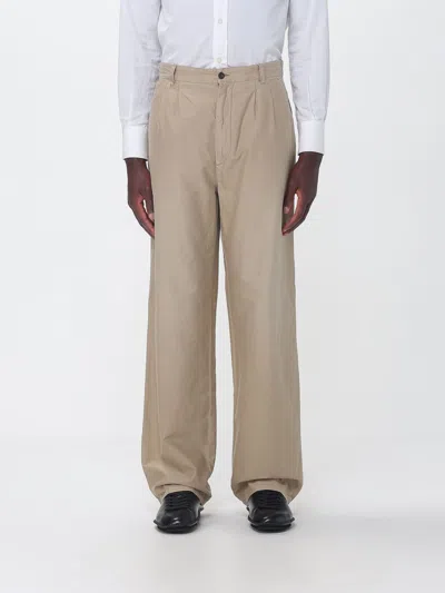 Maison Margiela Wide Cotton Trousers In Brown