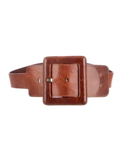 Pre-owned Maison Margiela Wide Leather Waist Belt In Brown