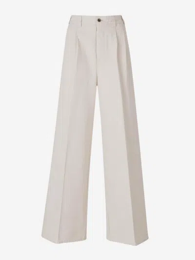 Maison Margiela Wide Leg Cotton Pants In Beige