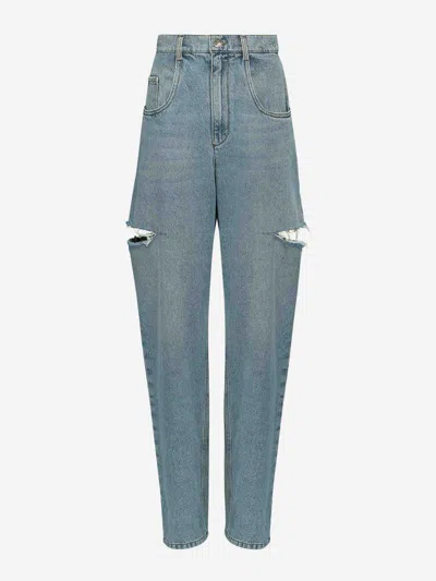 Maison Margiela Denim Jeans With Side Rips In Blue