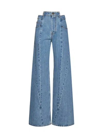 Maison Margiela High Waist Wide Leg Five Pocket Jeans In Blue