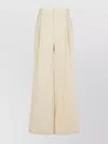 Maison Margiela Wide-leg Pleated Cotton Blend Trousers In Beige