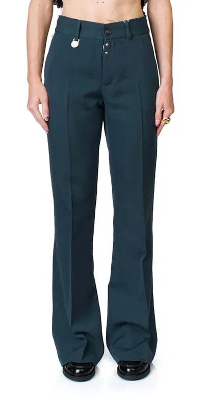 Maison Margiela Wide Leg Trousers Petrol Pants In Petrol Green In Multi