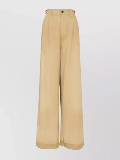 MAISON MARGIELA WIDE LEG TROUSERS WITH PLEATS AND POCKETS