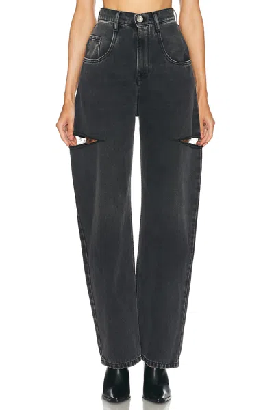 Maison Margiela Black Five-pocket Style Jeans With Rips In Cotton Denim