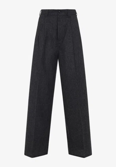 Maison Margiela Wide-leg Wool Pants In Gray