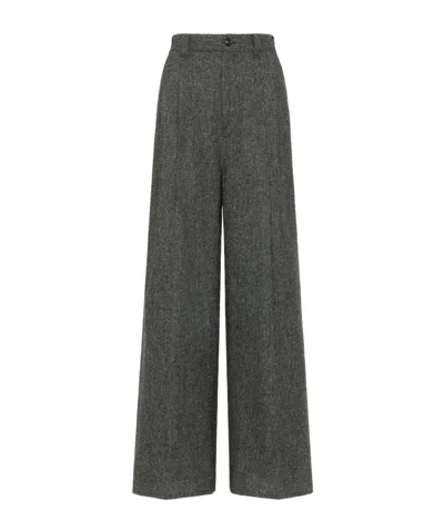 Maison Margiela Wide-leg Wool Trousers In Gray