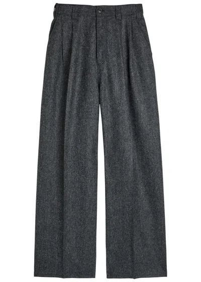 Maison Margiela Wide-leg Wool Trousers In Gray