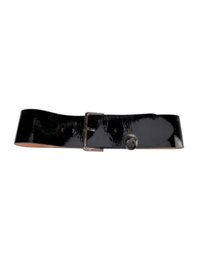 Pre-owned Maison Margiela Wide Patent Leather Belt Kit In Black
