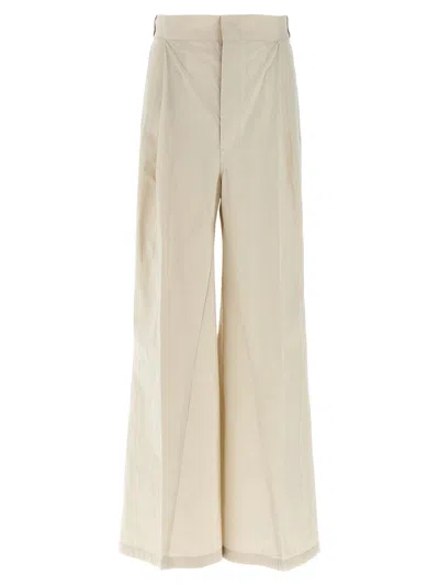 Maison Margiela Wide-leg Cotton Blend Trousers In Neutral