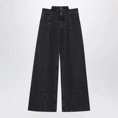 Maison Margiela Wide-leg Jeans In Faded Black Cotton Denim In Multi
