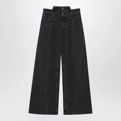 Maison Margiela Wide-leg Jeans In Faded Black Cotton Denim In Multi