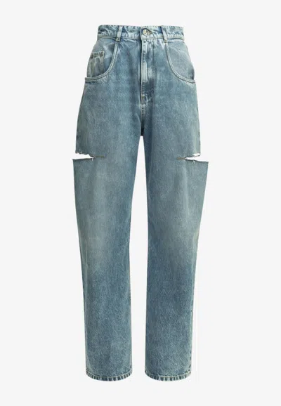 Maison Margiela Wide-leg Ripped Jeans In Blue