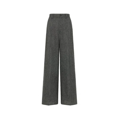 Maison Margiela Wide-leg Wool Trousers Woman Dark Grey In Gray
