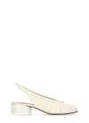 Maison Margiela White Slingback Ballet Shoes With Tabi Toe And Low Block Heel In Leather Woman In White