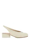 Maison Margiela White Slingback Ballet Shoes With Tabi Toe And Low Block Heel In Leather Woman In White