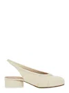 Maison Margiela White Slingback Ballet Shoes With Tabi Toe And Low Block Heel In Leather Woman In White