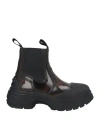 Maison Margiela Woman Ankle Boots Brown Size 8 Leather, Textile Fibers In Brown