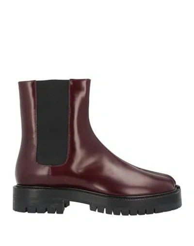 Maison Margiela Woman Ankle Boots Burgundy Size 8 Leather