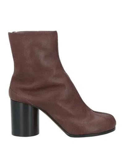 Maison Margiela Woman Ankle Boots Chocolate Brown Size 8 Soft Leather