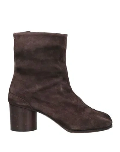 Maison Margiela Woman Ankle Boots Dark Brown Size 6 Leather
