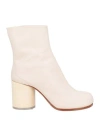 Maison Margiela Woman Ankle Boots Ivory Size 5 Leather In Orange