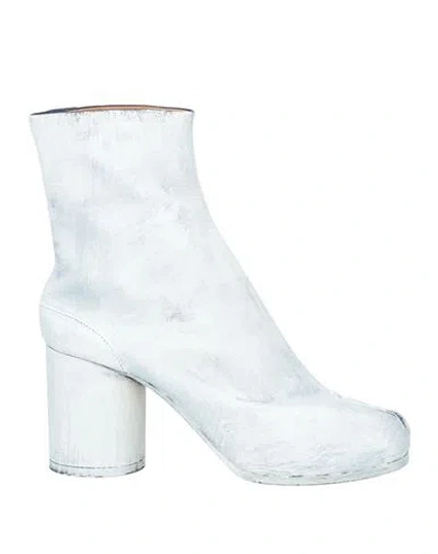 Maison Margiela Woman Ankle Boots Light Blue Size 8 Leather